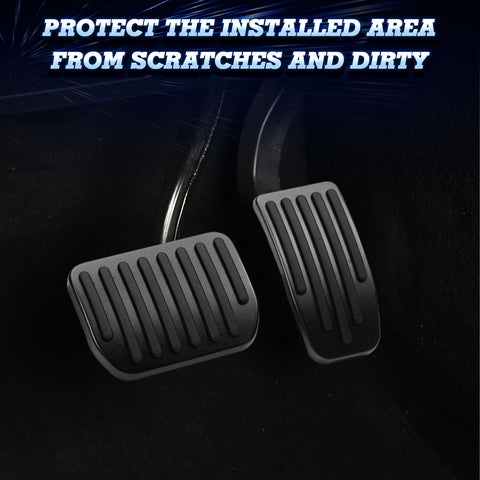 Non-Slip Accelerator&Brake Foot Pedal Cover Replacement - Anti-Slip Gas Brake Paddle Protector - Aluminium Brake Foot Pedal Pad with Rubber Handle Compatible with Tesla Model 3 Y (Black)