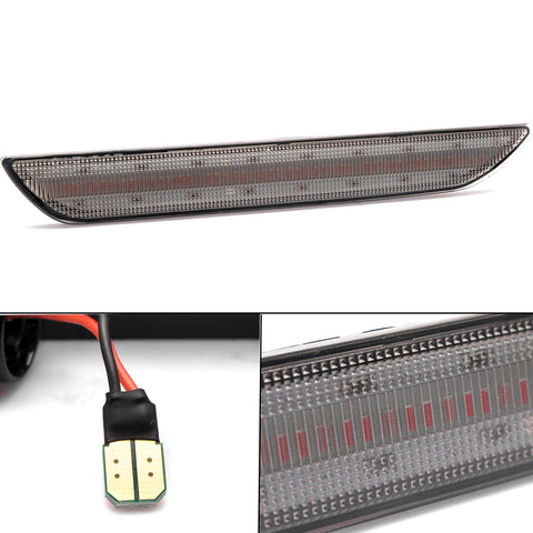 Set Red Rear Bumper Side Marker Light Smoked Lens Reflector for Ford Mustang 2015-2019, Direct Replace OEM Side Marker Lamp Kit Assembly