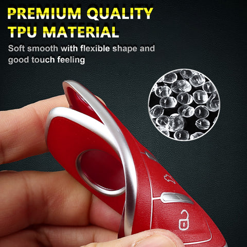 Key Fob Cover for VW Volkswagen Golf GTI Passat Beetle Tiguan Polo EOS Jetta MK1-MK6 3 Buttons,Soft TPU Full Protection Key Shell Case Smart Remote Entry,Red