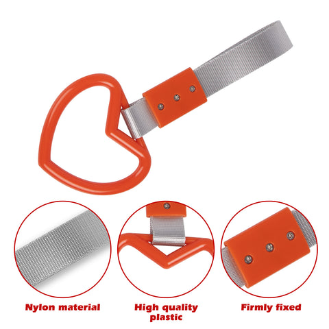 Orange Tsurikawa Handle Ring Heart Shaped Japanese Car Warning Loop Decoration