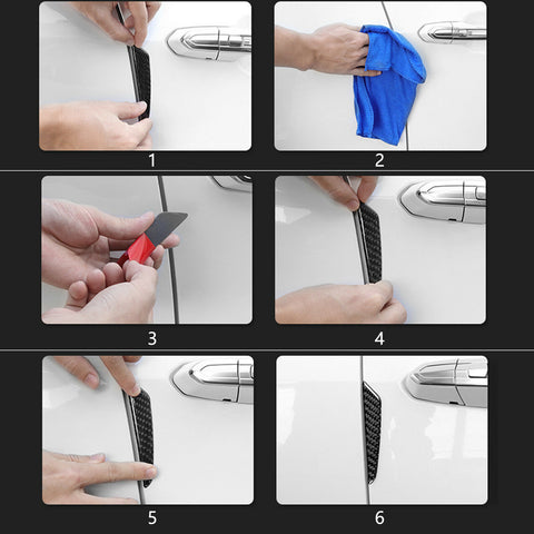 4pcs Carbon Fiber Door Edge Guard, Universal JDM Auto Door Side Edge Protection Anti-scratch Protector Trim Sticker for Car SUV Pickup Truck