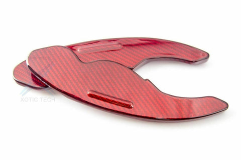 Black/ Red Real Carbon Fiber Steering Wheel Shifter Gear Paddle DSG Extensions For Jaguar XFL XJ XE XFL F-TYPE F-PACE