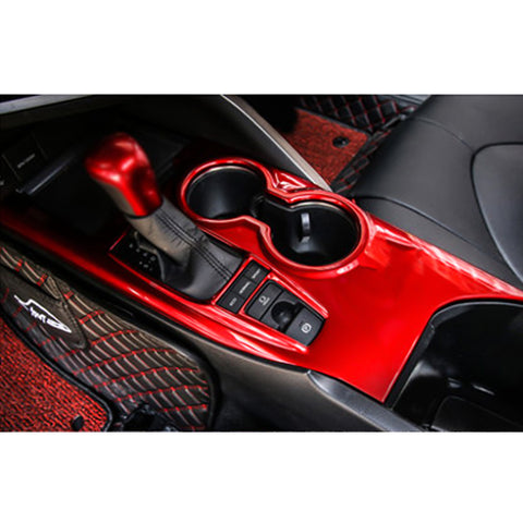 ABS Red / Blue / Carbon Fiber / Wood Center Console Cup Holder Panel Trim For Toyota Camry SE LE 2018-up