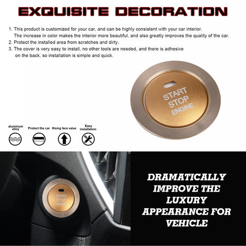 Glossy Gold Aluminum Alloy Engine Start Button Cover Trim For Subaru Forester XV