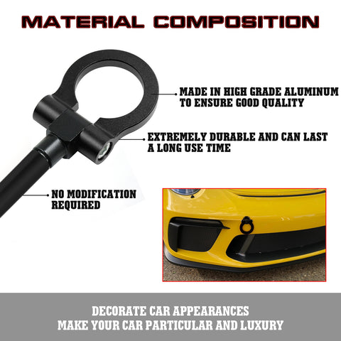 Black Track Racing Style Aluminum Tow Hook For Porsche Carrera 911 991 2014-up