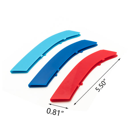 3pcs Exact Fit M-Colored Sporty Grille Kidney Insert Trims for BMW 3 Series E92 E93 2005-2009 (14 beam bars)