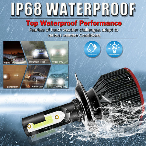 6000K Xenon White LED Headlight Bulb All-in-One Conversion High Low Beam Kit, 6000LM Super Bright Fog Light Replacement