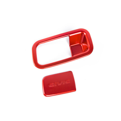 Red Sporty Storage Box Handle Overlay Molding Cover For Honda Civic 10th Gen 2016-2021