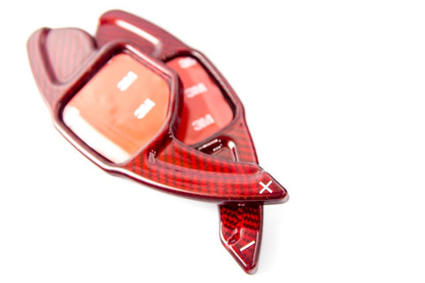 Black/ Red Real Carbon Fiber Steering Wheel Shifter Gear Paddle DSG Extensions For Audi A4L A6L