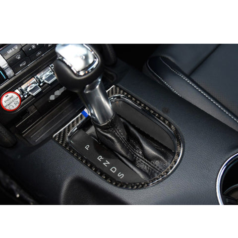 Real Carbon Fiber 3-Color Bar Gear Shift Panel Decals For Ford Mustang 2015-up