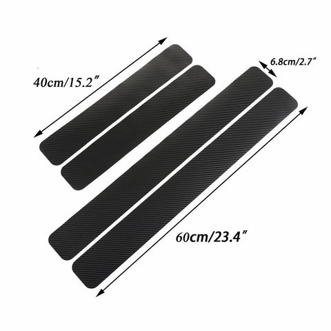 4 x Car Carbon Fiber Pattern Door Sill Pedal Protector Sticker Anti-Scratch Decal