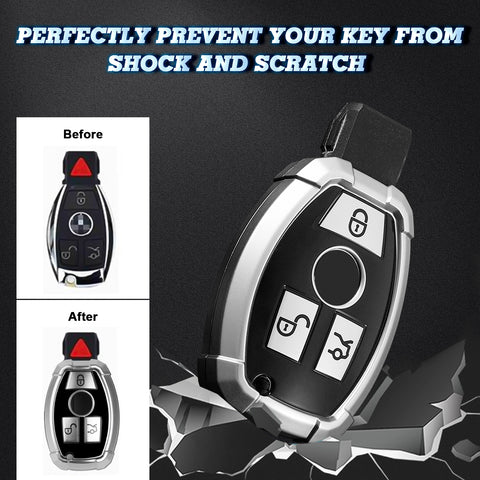 Full Covered Armor Silver TPU Remote Fob Key Cover Shell For Mercedes B C E G SLK