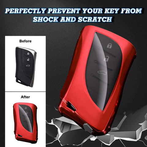 Red Soft TPU Full Protect Remote Control Key Fob Cover For Lexus ES350 2018-2022