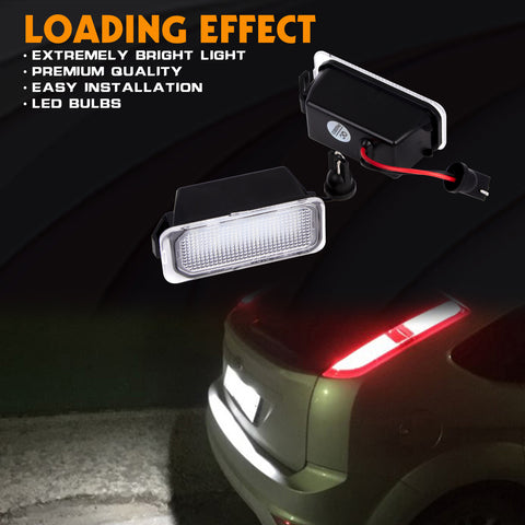 Pair OE fit LED License Plate Light Lamps Error Free Compatible with Ford Edge CMAX Ranger or Jaguar XJ XF, 18-SMD Xenon White (Replace Part# 6M2Z13550A 6M2Z-13550-A C2D16179 FO2875100)