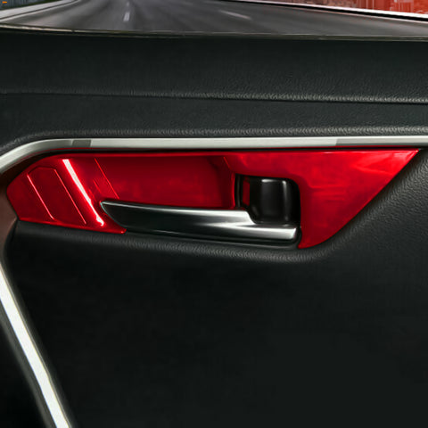 Inner Door Handle Bowl Side Panel Control Panel Cover Trim, Sporty Red, Compatible with Toyota RAV4 2019-2024