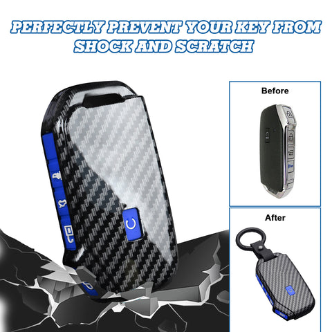 5-Button Carbon Fiber Texture Full Covered Remote Key Skin For Kia Seltos 2018+