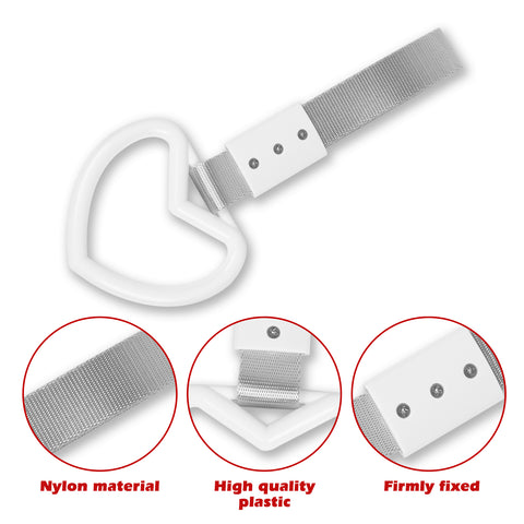 White Tsurikawa Handle Ring Heart Shaped Japanese Car Warning Loop Decoration