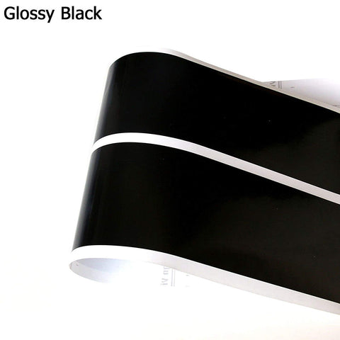 2pcs Glossy Black / White Car Side Skirt Stripe Sticker Door Molding Decal Trim for Ford Mustang 2015-2018, Car Exterior Decoration