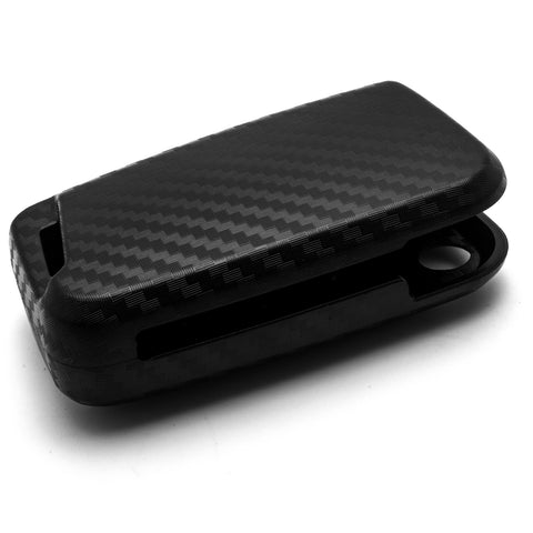 Matte Carbon Fiber Finish Full Sealed Key Fob Shell Case Protective Hard Cover for Volkswagen Golf MK7/GTI/R/Rabbit Passat Tiguan Skoda Octavia 3-button Folding Key