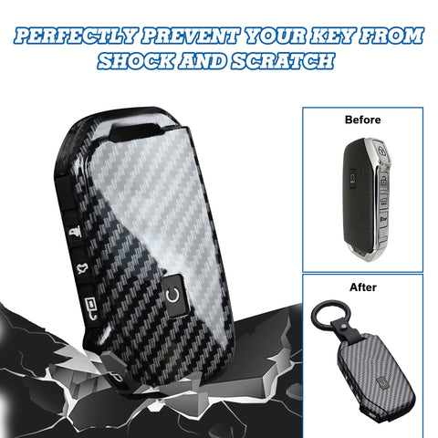 5-Button Carbon Fiber Look Full Protect Remote Key Fob Cover For Kia Niro 2018+