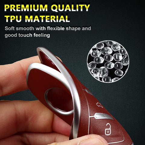 Key Fob Cover for VW Volkswagen Golf GTI Passat Beetle Tiguan Polo EOS Jetta MK1-MK6 3 Buttons,Soft TPU Full Protection Key Shell Case Smart Remote Entry,Brown