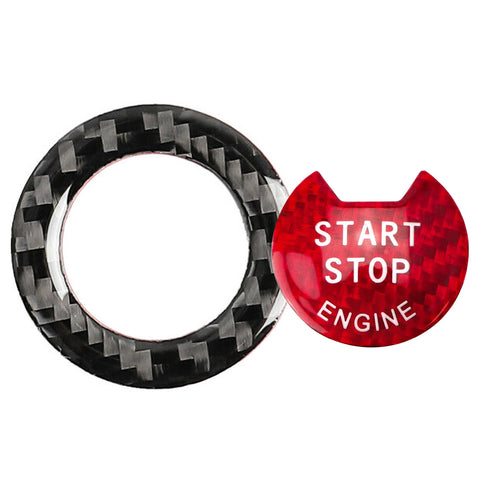 2x Carbon Fiber Red Engine Start Stop Button + Ring Covers For Infiniti Q50 Q60