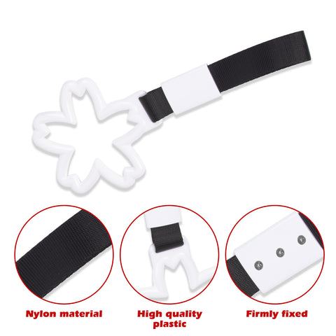 White Tsurikawa Handle Ring Sakura Shaped Japanese Car Warning Loop Decoration