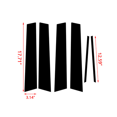 Black Window Pillar Posts Molding Pre-Cut Cover Side Door Trims 6pcs for Toyota Camry 2018-2024