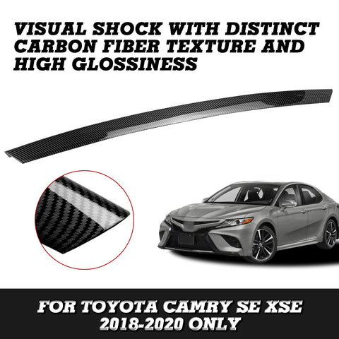 Black Carbon Fiber Pattern ABS Front Grille Lip Cover For Toyota Camry 2018-2020