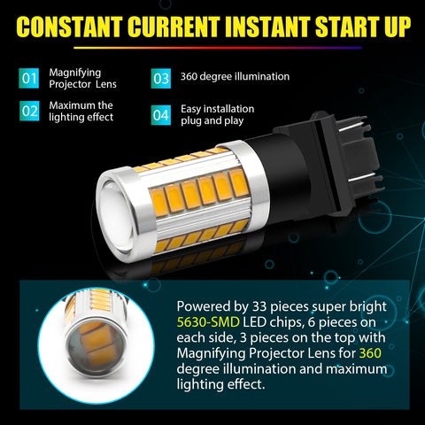 Amber/White 3157 LED Bulb Super Bright Projector Lens 3156 3056 3157KX 4157 3457 4157NAK 3757 T25 LED Turn Signal Blinker Light Brake Tail Parking Lamp