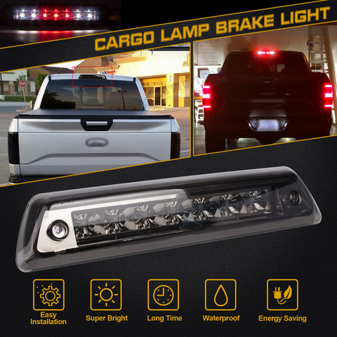 Smoke Lens FULL LED Red/White High Mount Cargo Lamp Third Brake Ford F150 09-14