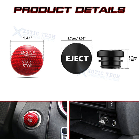 Set Red Carbon Engine Start + Cigarette Lighter Eject Button Trim For Mercedes B C E S G CL SL ML GL CLA CLS GLA GLC GLK GLE GLS Class W176 W246 W205 X253 X156 C117
