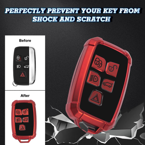 Iron Armor Style Red Full Cover Remote Key Fob Cover For Range Rover 2013-2017