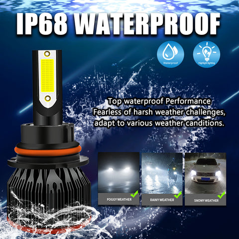 6000K Xenon White LED Headlight Bulb All-in-One Conversion High Low Beam Kit, 6000LM Super Bright Fog Light Replacement