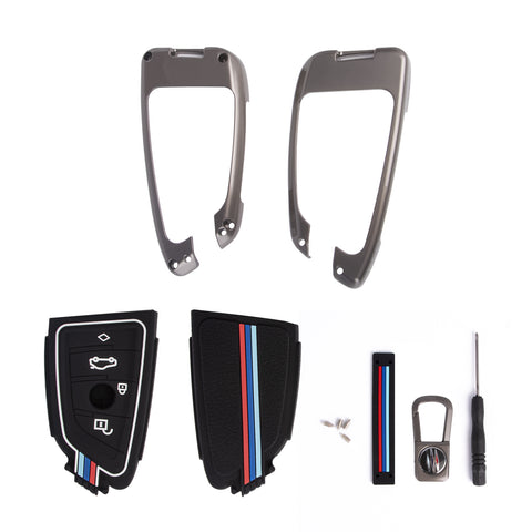 Gun Color Full Seal Keyless Entry Key Fob Cover For BMW 2 3 5 6 7 Series X1 X2 X3 X5 X6