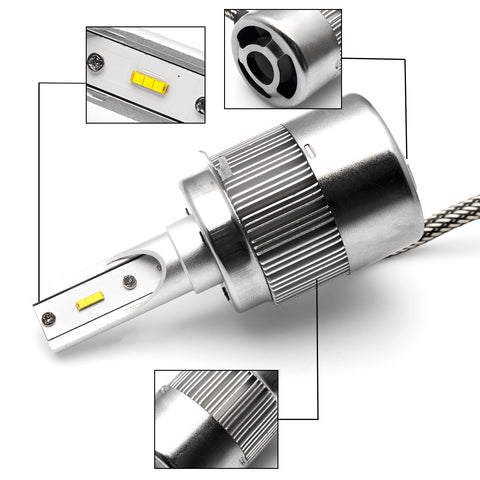 2x H7 LED Headlight Kit with Retainer Adapter Clip Holder, 6000K Xenon White / 8000K Ice Blue 8400LM High Low Beam Headlight Bulb Conversion Kit