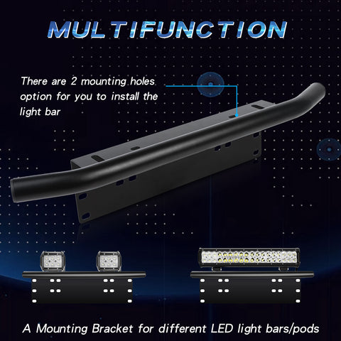 Front Hood Bumper License Plate Bracket Holder Compatible with Most cars, Jeep, Truck, Pickup, SUV, 4x4 -No Drill (Black)