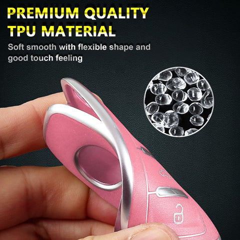 Key Fob Cover for VW Volkswagen Golf GTI Passat Beetle Tiguan Polo EOS Jetta MK1-MK6 3 Buttons,Soft TPU Full Protection Key Shell Case Smart Remote Entry,Pink