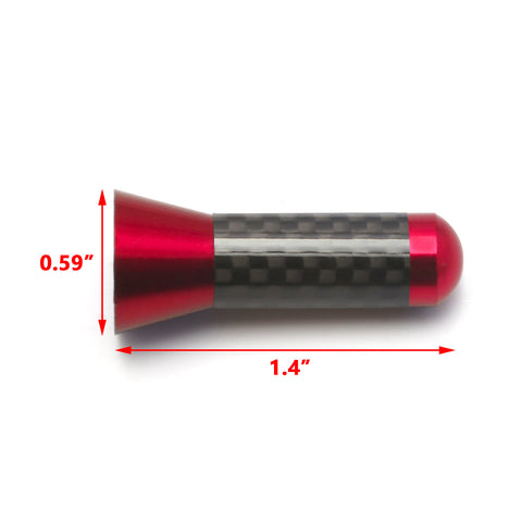 Carbon Fiber Red Aluminum Antenna Roof Hood Mount Mast 1.4'' inch Screw Type AM/FM Radio Car Antenna Aerial JDM Replacement Universal Fit