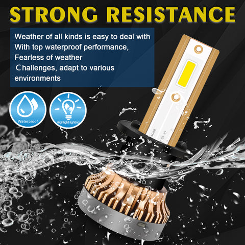 Golden Yellow high power 60W H1 COB LED bulbs Golden Yellow LED Headlight Bulbs