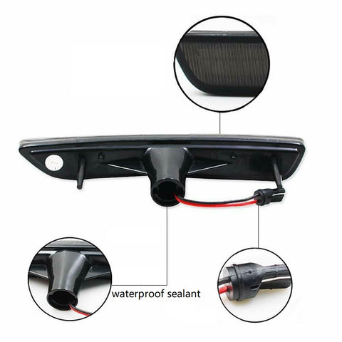 2x Smoked Lens Amber / White LED Front Side Marker Light Lamp Kit for Ford Mustang 2010-2014, Direct Replace, Super Bright 27-SMD