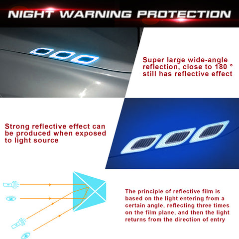6x White w/ Carbon Fiber Pattern 3D PVC Night Reflect Car Vent Edge Bumper Decal