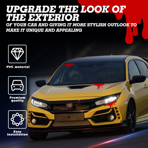 2 Sheets Blood Bleeding Horror Stickers Decor Film Car Front Rear Headlights Window Headlamp Bumper Tail Light Funny Zombie Stickers Accessories Universal for Car