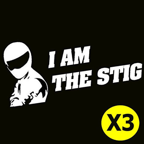 3pcs 6" I AM THE STIG JDM Euro Tuning Top Gear Car Window Die-Cut Graphic Vinyl Decals for SUV Truck Car Bumper, Laptop, Wall, Mirror, Motorcycle