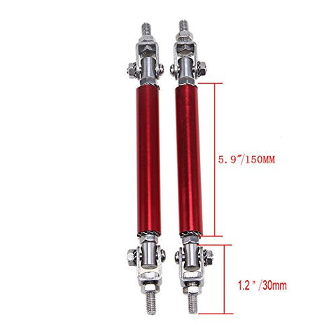 Adjustable 6"-9" / 8"-11" / 10"-13" Front Bumper Lip Splitter Diffuser Strut Rod Tie Bars Fit Most Vehicles, Black / Red / Blue / Silver