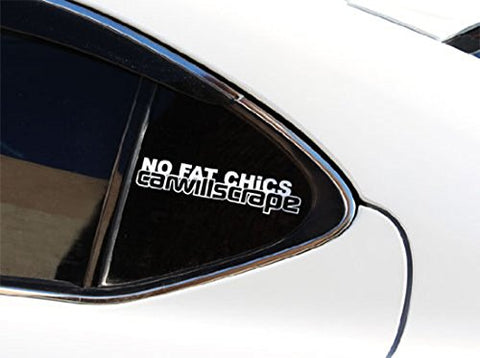 3pcs Funny Joke "No Fat Chick, Car Will Scrape" Drift Racing Car Window Die-Cut Graphic Vinyl Decals for SUV Truck Car Bumper, Laptop, Wall, Mirror, Motorcycle