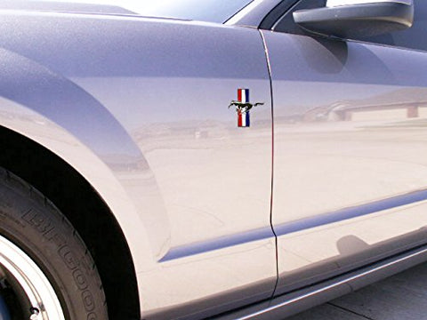 2x Pony Running Horse Tri Bar Emblem Side Fender Door Badge Sticker For Ford Mustang