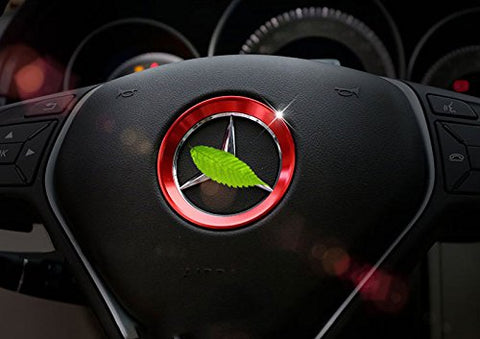 Glossy Car Steering Wheel Center Logo Ring Trim For Mercedes Benz B C GLK