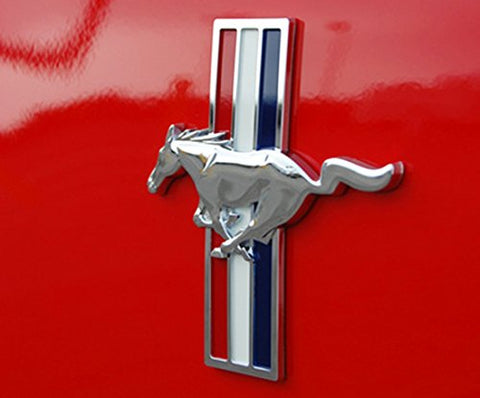 2x Pony Running Horse Tri Bar Emblem Side Fender Door Badge Sticker For Ford Mustang