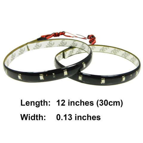 2x Blue 12" Ultra Thin Flexible Waterproof Door Foot 15-SMD LED Strip Lights